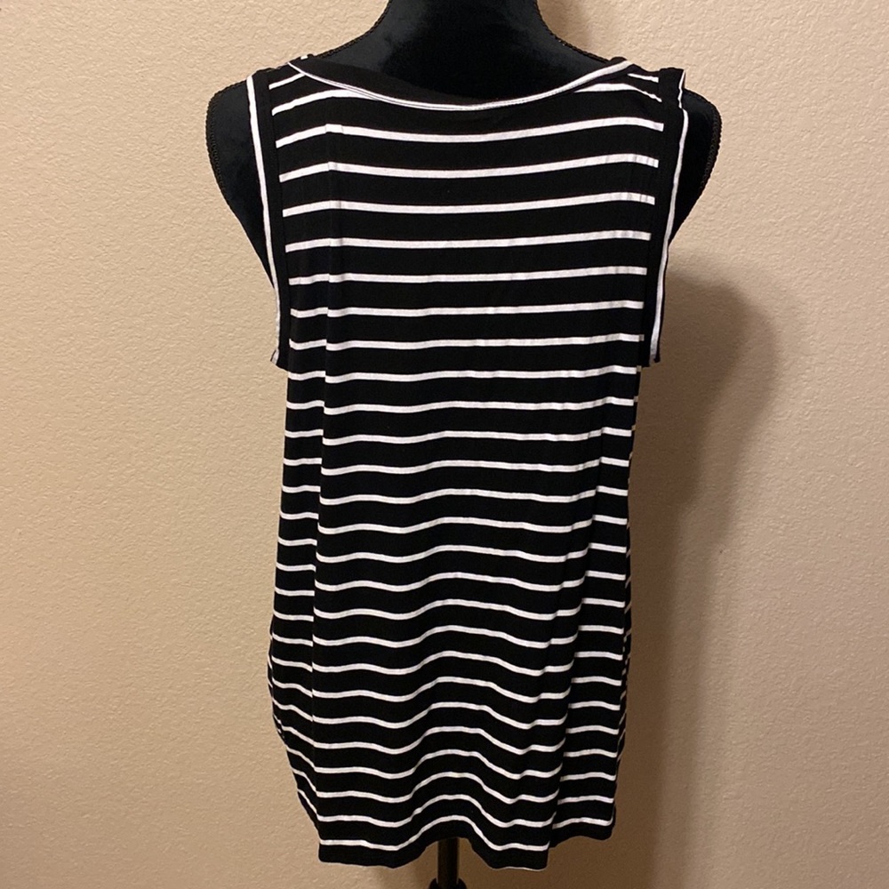 Old Navy Black and White Stripe Luxe Tank Top - Picture 3 of 5